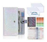 Budget Folder - A6 Wallet Glitter Expense Tracker Set Photo Card Holder with 12 Clear Zipper Pockets and Labels | Portable PVC for Financial Planning, Budgeting, Recording Now