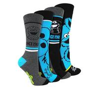 Budget Gifts Cookie Monster 4 Pairs Of Mens Socks Sesame Street (UK, Numeric, 9, 12, Regular, Regular)