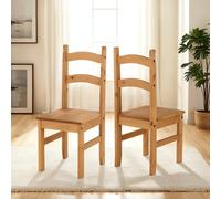 Seconique Distressed Waxed Pine Dining Chairs, Set of 2