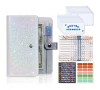 Budget Organizer with Money Envelopes - Glitter A6 Money Planner with 12 Zippered Envelopes, Durable Budget Planner for Home, Office or School, Perfect for Spending Tracking and Fin