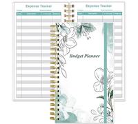 Budget Planner - A6 Expense Budget Tracker, Budget Book for Ledger Book, Money Organizer for Wallet, 3.75" x 6.75", Teal Flower