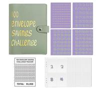 Budget Planner, Binder - 100-Day Saving Challenges Folder Save Household Book 5 Planner Money Envelopes Method Budget Planner Money Savings Book with Films for Financial Planner Saving