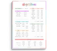 Budget Planner & Monthly Bill Notepad | Finance Budget Planner Desk Pad, Financial Savings, Debt, Income, Expenses, Spending & Bill Trackers - A4 Pastel Rainbow