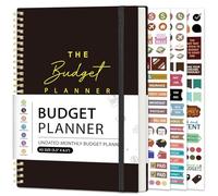 Budget Planner - Monthly Budget Book with Expense & Bill Tracker - Undated 12 Month Financial Planner & Account Book Organizer to Take Control of Your Money - Black