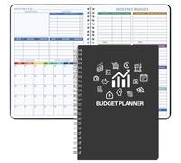 Budget Planner - Undated Monthly Financial Planner Organizer with Budget Book/Expense Tracker Notebook/Accounting Book to Take Control of Your Money, Start Anytime, A5(5.8" * 8.2") Black Silver