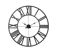 BudgetBuy Skeleton Roman Numeral Clock - Large Wall Clocks for Living Room - Round Indoor and Outdoor, Silent Non-Ticking Vintage Look Clock for Bedroom, Kitchen, Garden (Black, 40 CM | 16 INCH)