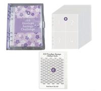 Budgeting Handbook with 100 Days Envelope Challenge for Easy Financial Planning and Document Storage (purple)