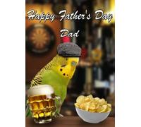 Budgie Bird Father's Day Personalised Greeting Card A5 Dad Step-Dad Pub PC9