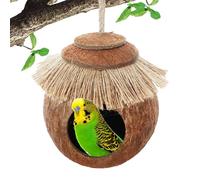 Budgie Bird Nesting - Parakeet Birds Nest, Budgie Nest Box | Small Animals House Pet Cage, Coconuts Bird Cage with Woven Cover, Bird Nest for Parrot, Hamster, Squirrel, Lovebird, Finches