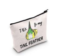Budgie Gift Talk to My Tail Feather Makeup Bag Budgie Lover Cosmetic Bag Budgie Mom Gift Parakeet Lover Gift Bird Watcher Zipper Travel Bag (Talk to My Tail Feather)