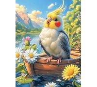 Budgie on A Boat 300 Piece Premium Jigsaw Puzzle Wildlife Pet For Men Educational Decompression Adults Anxiety Memory Care Mothers Valentines Wooden 300 PCS