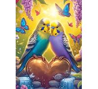 Budgie Pair with A Heart 300 Piece Premium Jigsaw Puzzle Wildlife Pet Adult Jigsaws Brain Training Hobby Home Decor Winter Gift Unique Shaped Creativity & Gift Giving 300 PCS