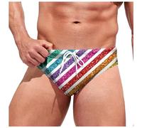 Budgie Smugglers Mens Swimming Briefs Printed with Adjustable Drawstring Men's Sexy Low Rise Swim Briefs Swimwear Quick Dry Men Swim Brief Swimsuit Bikini Bottom for Beach Pool Swim Trunks White