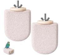 Budgie Toys Bird Perches for Cage Cuttlefish Bone Lava Ledges, Natural Grooming Platforms for Small Birds and Rodents, 2-Piece Ice Cream Stand Perch Set for Daily Beak and Nail Care