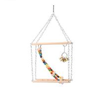 Budgie Toys, Ladders Pet Hanging Ladder Wooden Suspension Bridge Steps Stairs Climbing Swing B Double Layer For Bird Parakeet Hamster Coc L Hammock Cage Toy Wood