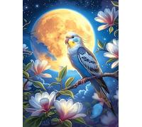 Budgie Under The Moon 1000 Piece Jigsaw Puzzle for Adults Wildlife Pet Rainy Day Activity Mindful Relaxation Precision Cut Pieces Unique Gift Wall Art Decor 1000 PCS