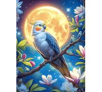 Budgie Under The Moon 500 Piece Jigsaw Puzzle for Adults Wildlife Pet Sick Day Activity Gentle Distraction No Dust Pieces Great Gift for Get Well Soon 500 PCS