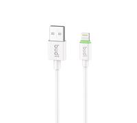 BUDI - 1m/3ft USB-A to Lightning Charge/Sync Cable - 2.4A Fast Charge Charging Durable Plug Electronic Cellphone Smartphone Charger Mobile - White
