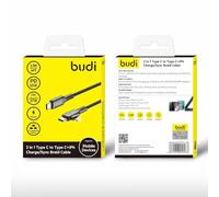 BUDI - 2 in 1 Type C to Type C + iPhone Charge/Sync Braid Cable