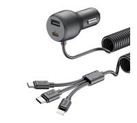 BUDI 35W Car Charger Spring retractable 3in1 cable