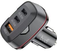 Budi 60W Dual USB-C PD & QC3.0 Car Charger: Fast & Efficient Charging for All Devices