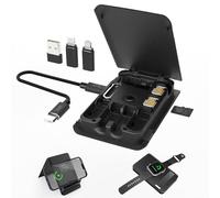 budi 9-in-1 Multi Function Box, 6-Type Cable Options (USB, Type-C, Micro-USB, Lightning), 5W Wireless Charger, SIM Pin, TF Memory Card Reader, Phone Cradle