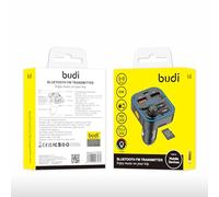 Budi Bluetooth FM Transmitter, Enjoy Music on Your Trip, 7 Colour Ambient Light, 20W Dual USB Charging, 3.0 Bluetooth