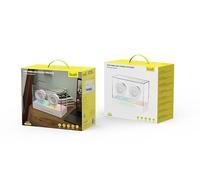 BUDI SP11W Hi-Fi TWS Wireless Stereo Speaker - 30W Power Output, 4000mAh Exchangeable Battery, Pure Bass Sound, RGB LED Lights, Bluetooth Portable Speaker