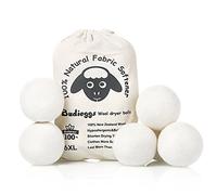 Budieggs Wool Dryer Balls Organic XL 6-Pack, 100% New Zealand Chemical Free Fabric Softener for 1000+ Loads, Baby Safe & Hypoallergenic, Reduce Wrinkles & Shorten Drying Time Naturally
