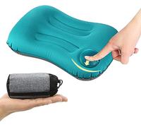 Buding Ultralight Inflating Pillow,Camping &Beach Travel Pillow,Press to Inflate Folding Pillow,Ergonomic for Neck & Lumbar Support,Blue