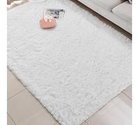 BUDINGHY Area Rugs 180 x 200 cm Fluffy Large Anti Slip Carpet Shaggy Soft and Elegant for Living Room, Bedroom, Dining Room, Entryway, White