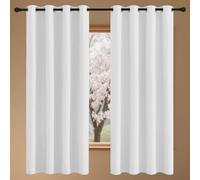 BUDINGHY Blackout Curtain for Living Room 224 x 238 cm Room Darkening Pencil Pleat Bedroom Blackout Curtains Eyelet for Window Treatment Living Room/Kitchen, White