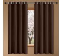 BUDINGHY Blackout Curtain for Living Room 237 x 246 cm Room Darkening Pencil Pleat Bedroom Blackout Curtains Eyelet for Window Treatment Living Room/Kitchen, Brown