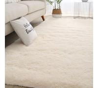 BUDINGHY Living Room Area Rugs 100 x 200 cm Thick Dense Pile Non Shed Fluffy Soft Touch Short Pile Style Carpet Anti Skid Rug for Bedroom Kitchen Lounge Office, Cream Color