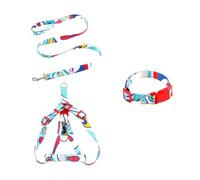budiniao 3Pcs/Kit Pet Collar Leash Clip Buckle Print Adjustable Medium Outdoor Walking Decoration Harness Accessories Gifts, Blue,1.5x120cm, M