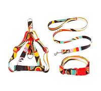 budiniao 3Pcs/Kit Pet Collar Leash Clip Buckle Print Adjustable Medium Outdoor Walking Decoration Harness Accessories Gifts, Black,2.5x120cm, XL