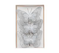 budiniao 3pieces Glittering Christmas Glitter Butterfly Ornament Pendants For Dazzling Tree Decor Christmas Butterfly Decor, silver, 11.5x2x10cm