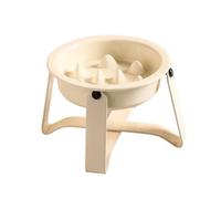 budiniao Ceramic Pet Bowl With Iron Frame Improve Feeding Habits Gastrointestinal Health Prevent Pets Eating Fast Slow Food Bowls, Beige