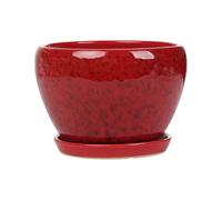 budiniao Ceramic Plant Pot Flowerpot Holder Drainage Hole Herb Plants for Garden Living Room Balcony Planting Desktop Decoration, Red Flower glaze