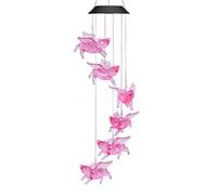 budiniao Color Changing Solar Flying Pig Wind Chime Lamp Romantic Long Endurance Landscape Automatic Decor for Home Yard Bedroom