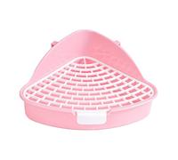 budiniao Corner Toilet Box Litter Pan Bunny Trainer Practical Rabbit Litter Tray Toilet For Small Animals Easy To Maintain And Clean Rabbit Pan For Cage Corner Cage Pee Potty, Pink, 24.8x10.5cm