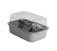 budiniao Creative Transparent Portable Hamster Cage Offering Spacious Living Ventilation And Easy Interaction Opportunities Small Animal Cage Pet Supplies With Openable Top, grey, 34x25x18.5cm