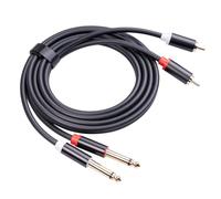 budiniao Dual 6.35mm TS Male Cable Adapter Microphone Multimedia Audio PVC Cord Insert MP3 Smartphone for AUX Car Office Video