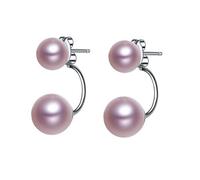 budiniao Exquisite Beauty Natural Pearl Stud Earrings In Sterling Silver Jewellery S925 Sterling Silver Earrings Best Gifts, purple