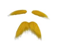 budiniao Fake Mustache Self Adhesive Mustache Set To Attract Attention During Christmas Halloween Festival Party Supplies Self Adhesive Fake Set Novelty Mustaches, Yellow, Beard 12.5x7cm