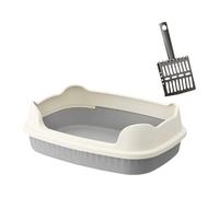 budiniao Indoor Litter Box Anti Splashing Easy Clean Low Entry High Sides Cat Litter Tray For Kittens Easy To Clean Kitten Potty Pan. To Move Kitty Toilet Pan Indoor Cats, Gray, 47x33.5x15.5cm