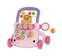 budiniao Interactive Baby Activity Center Multifunction Steps Baby Walking Music Learning Support for Engaging Playtime Sessions Push Along Walking Sit and Stand Learning, Pink, 41x33x39cm