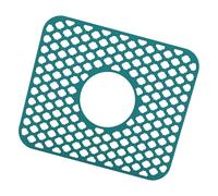 budiniao Kitchen Sink Drainage Pad with Center Drain Silicone Sink Mat Anti Slip Provides Cushion for Fragile Glassware Silicone Mat Anti Slip Soft Rubber Pad, Green, 34.5x29.5x0.7CM