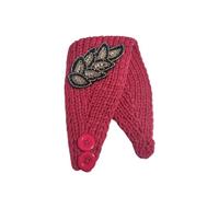 budiniao Knit Headbands Windproof Leaves Pattern Elastic Adjustable Universal Ear Warmer Headband Hair Accessories for Women, Peach