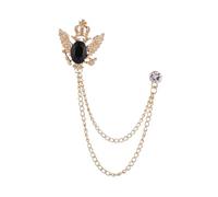 budiniao Men Brooch Crown Wing Brooch Chic Accessory Suited For Stylish Outfits Adding Unique Flair To Every Occasion Shirt Tie Hat Scarf Dress Coat Fashion, Gold and Black, 3.5x3.2cm